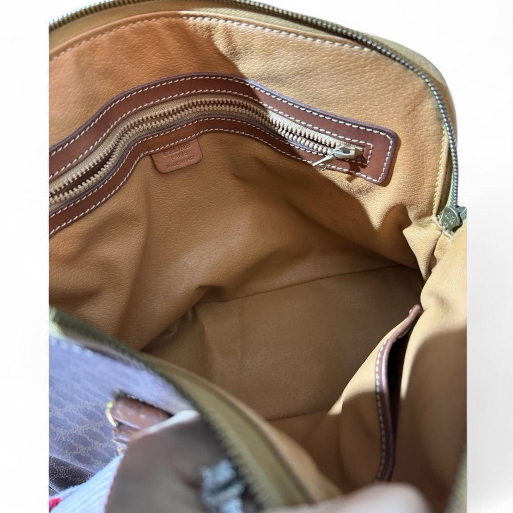 Celine Macadam Canvas Shoulder Bag Vintage, Leather Trim - Picture 11 of 14